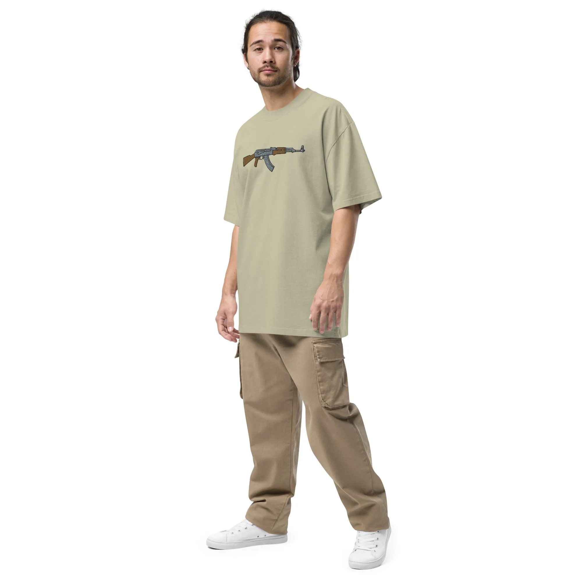 AK47 Embroidered Oversized Faded T-Shirt