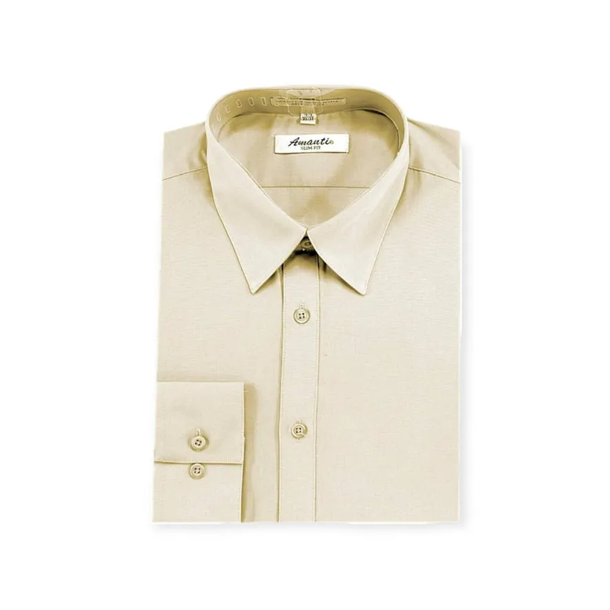 AMANTI: Slim Dress Shirt Tan