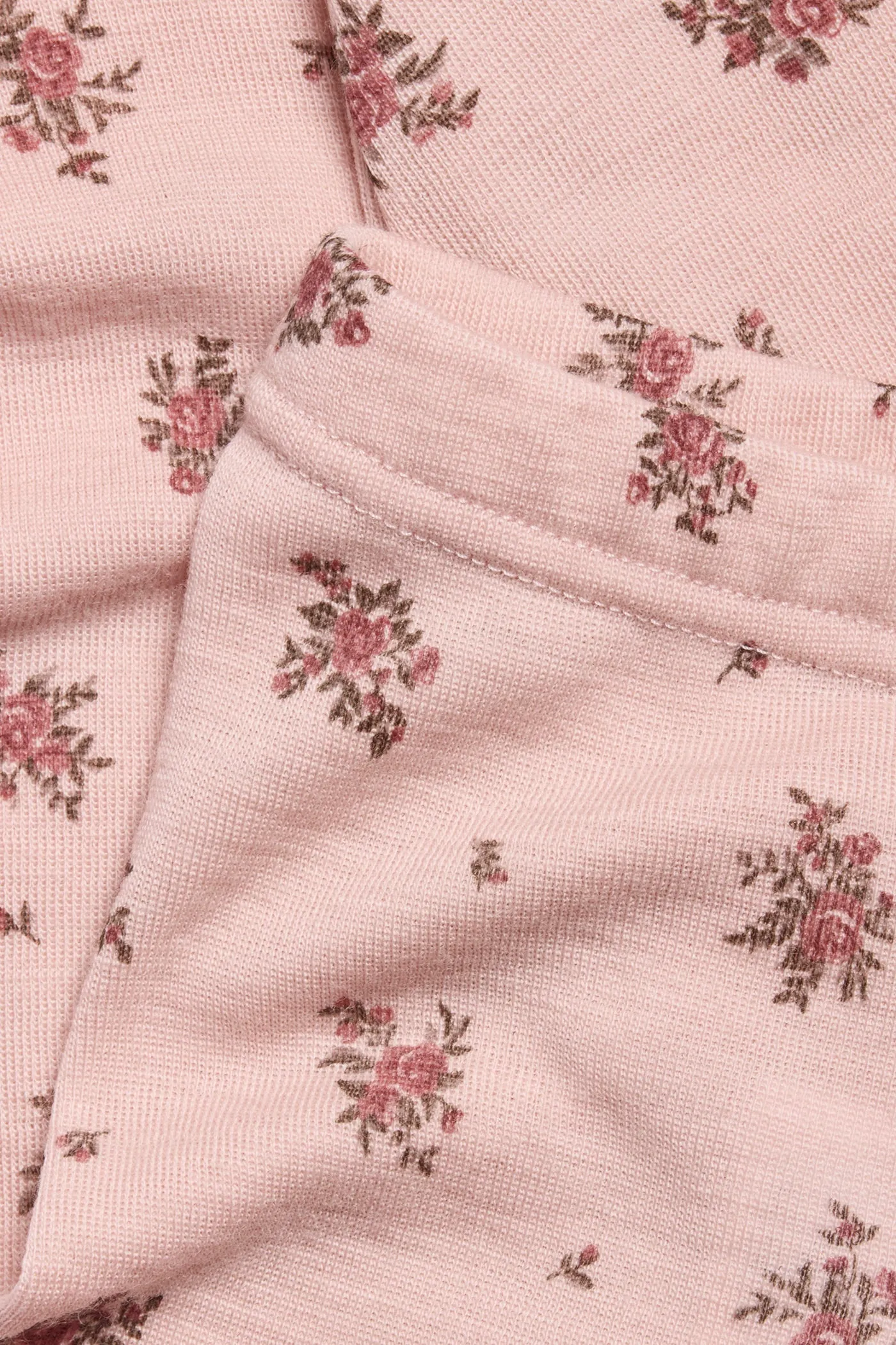 Baby pink floral merino wool leggings