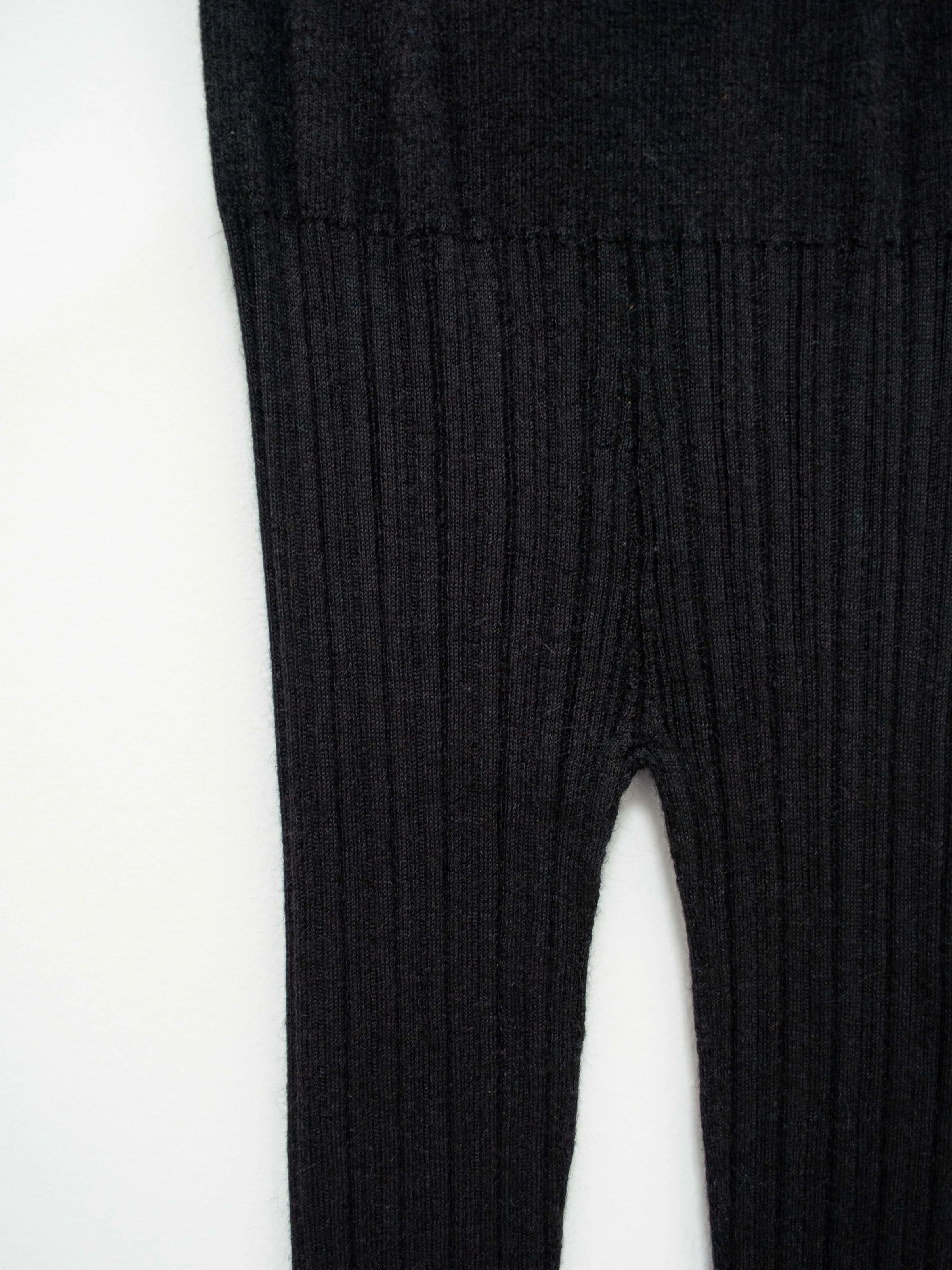 Baby Suri Alpaca Ribbed Knit Leggings - Black
