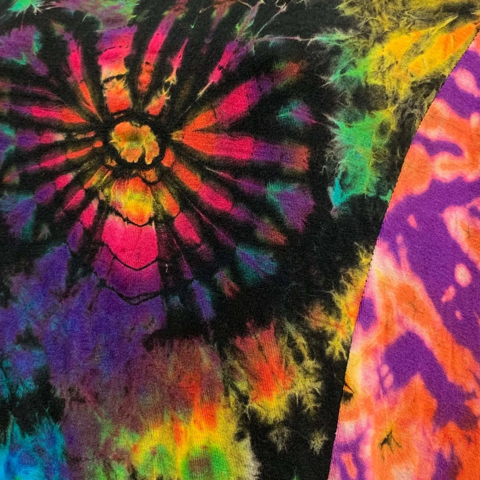 Boho Tie-Dye Patchwork Sharkbite Hem Spandex Cami Tank Tunic Mini Dress