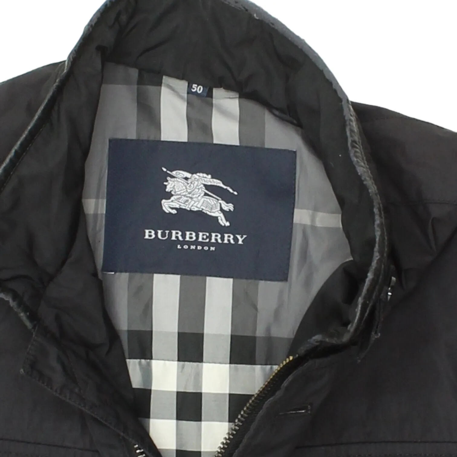 Burberry London Mens Black Quilted Coat | Vintage High End Designer Jacket VTG
