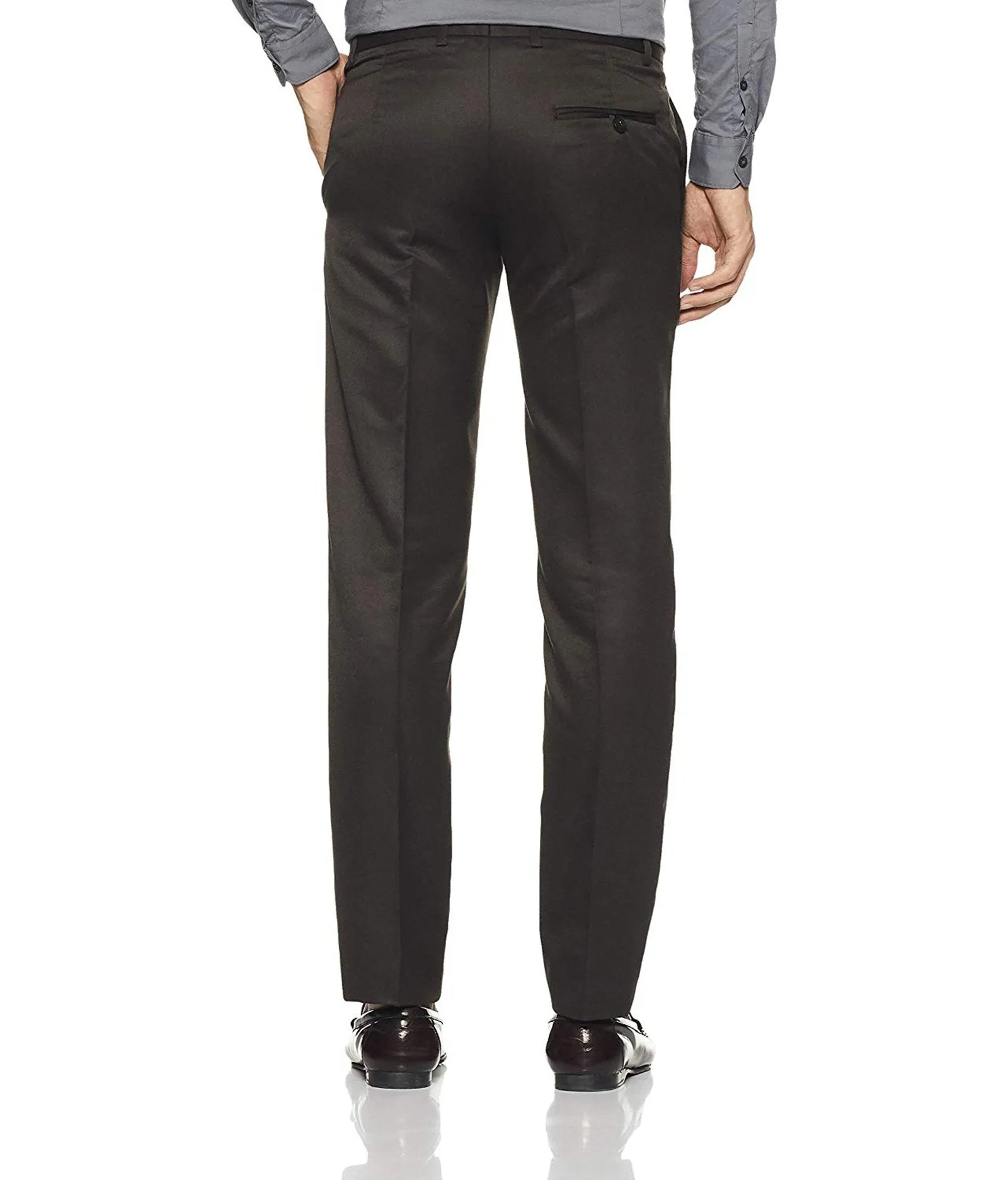 Cliths Slim Fit Flat Front Black Formal Trouser For Men
