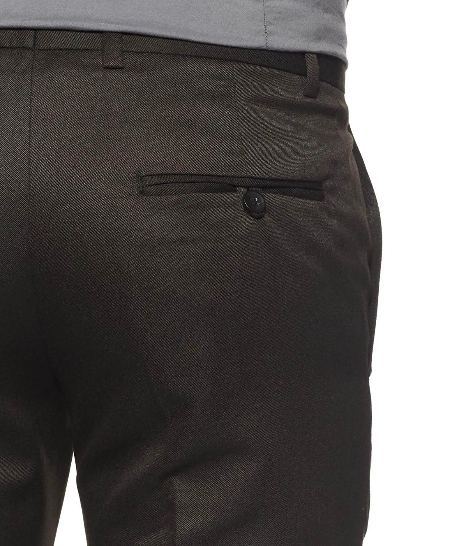 Cliths Slim Fit Flat Front Black Formal Trouser For Men
