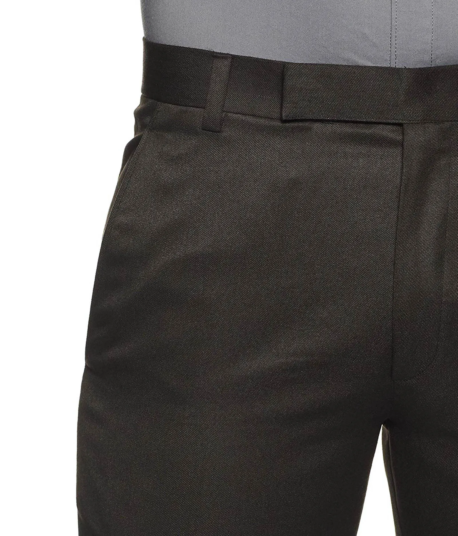 Cliths Slim Fit Flat Front Black Formal Trouser For Men