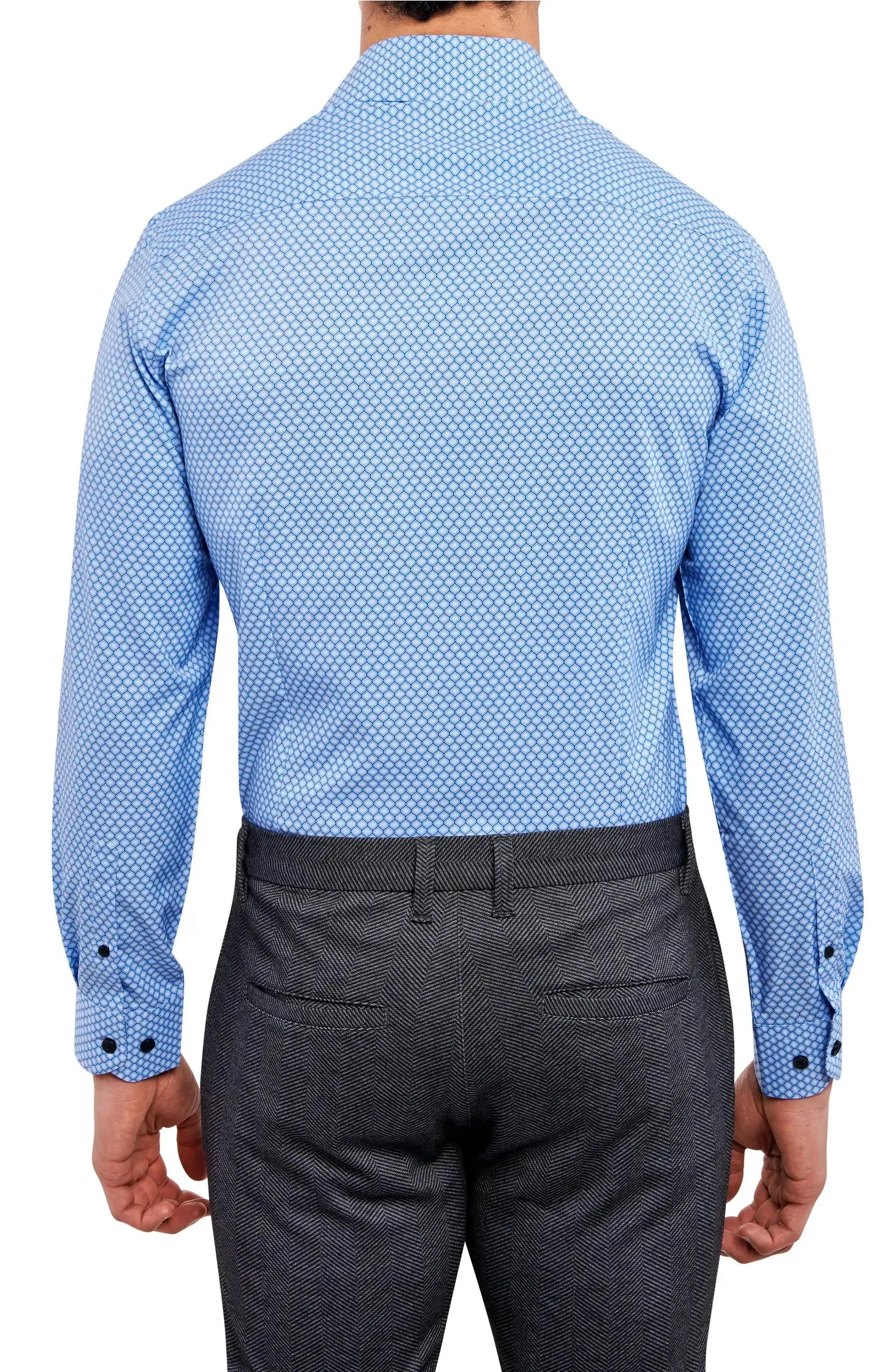 Concentric Circle 4-Way Stretch Slim Fit Dress Shirt