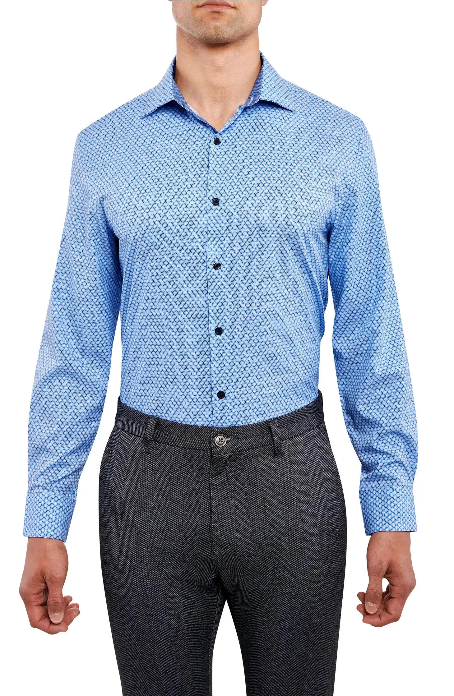 Concentric Circle 4-Way Stretch Slim Fit Dress Shirt