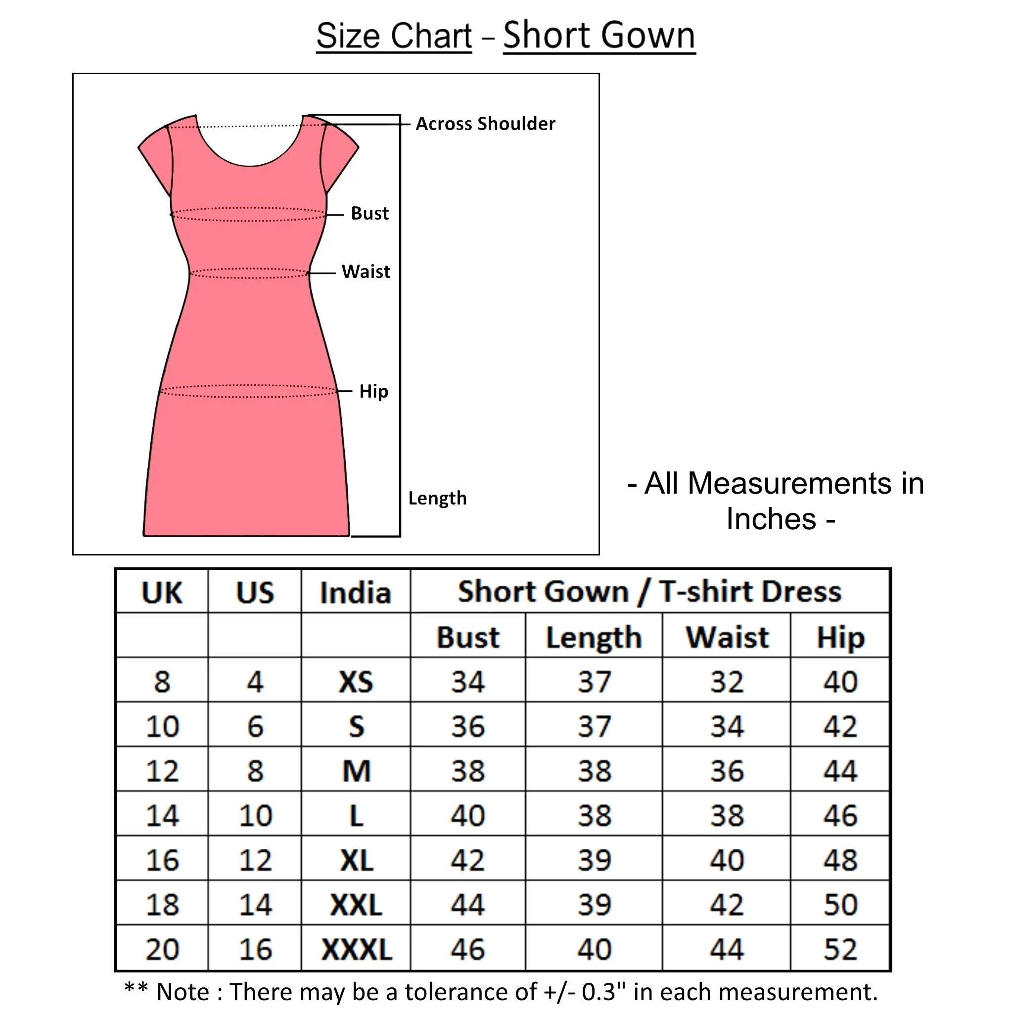 Cotton Knee Length Short Nighty - Pink