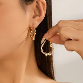 Creative Irregular Metal Liquid Lava Circle Stud Earrings