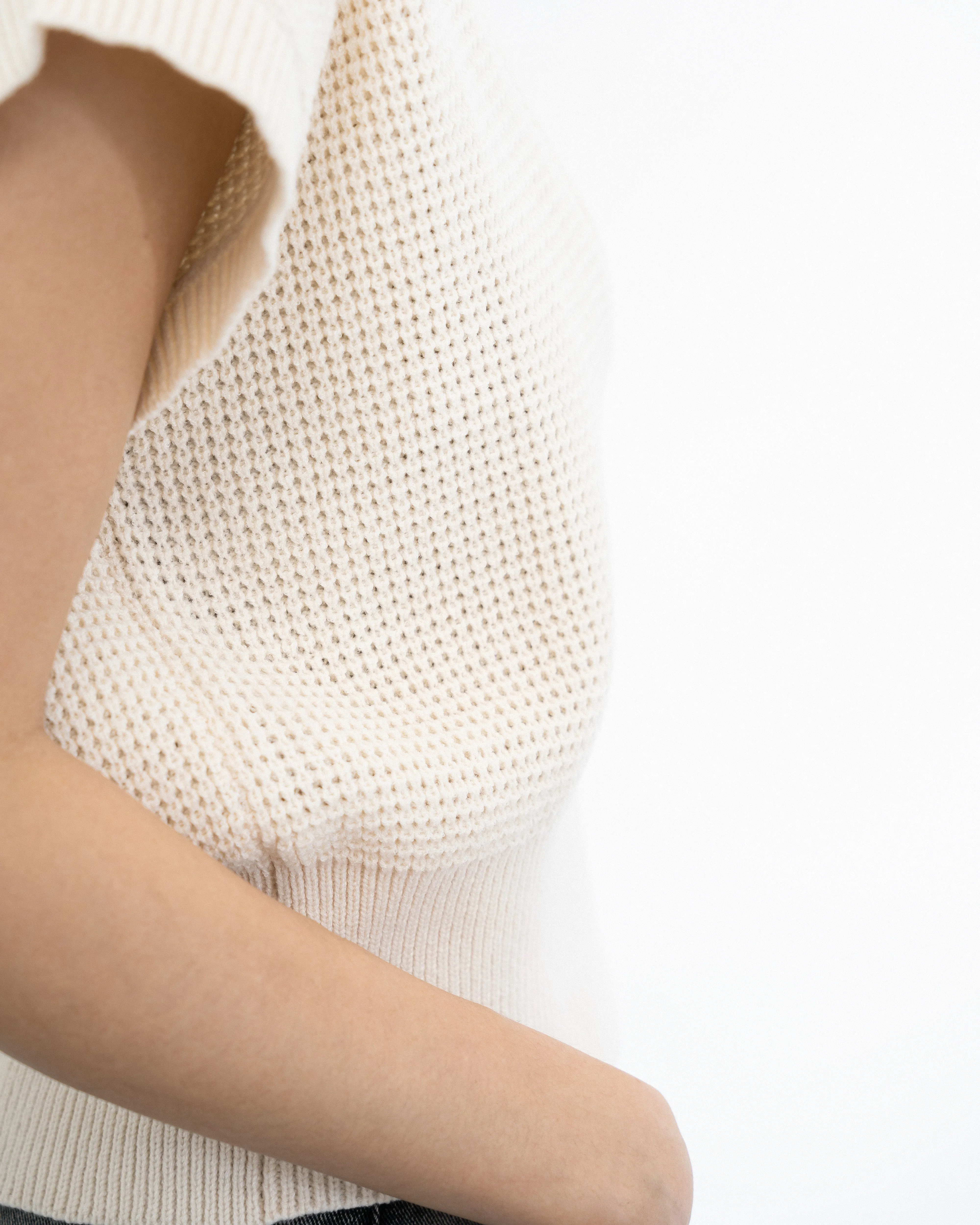 Eco V-neck Knitted Vest (Beige)