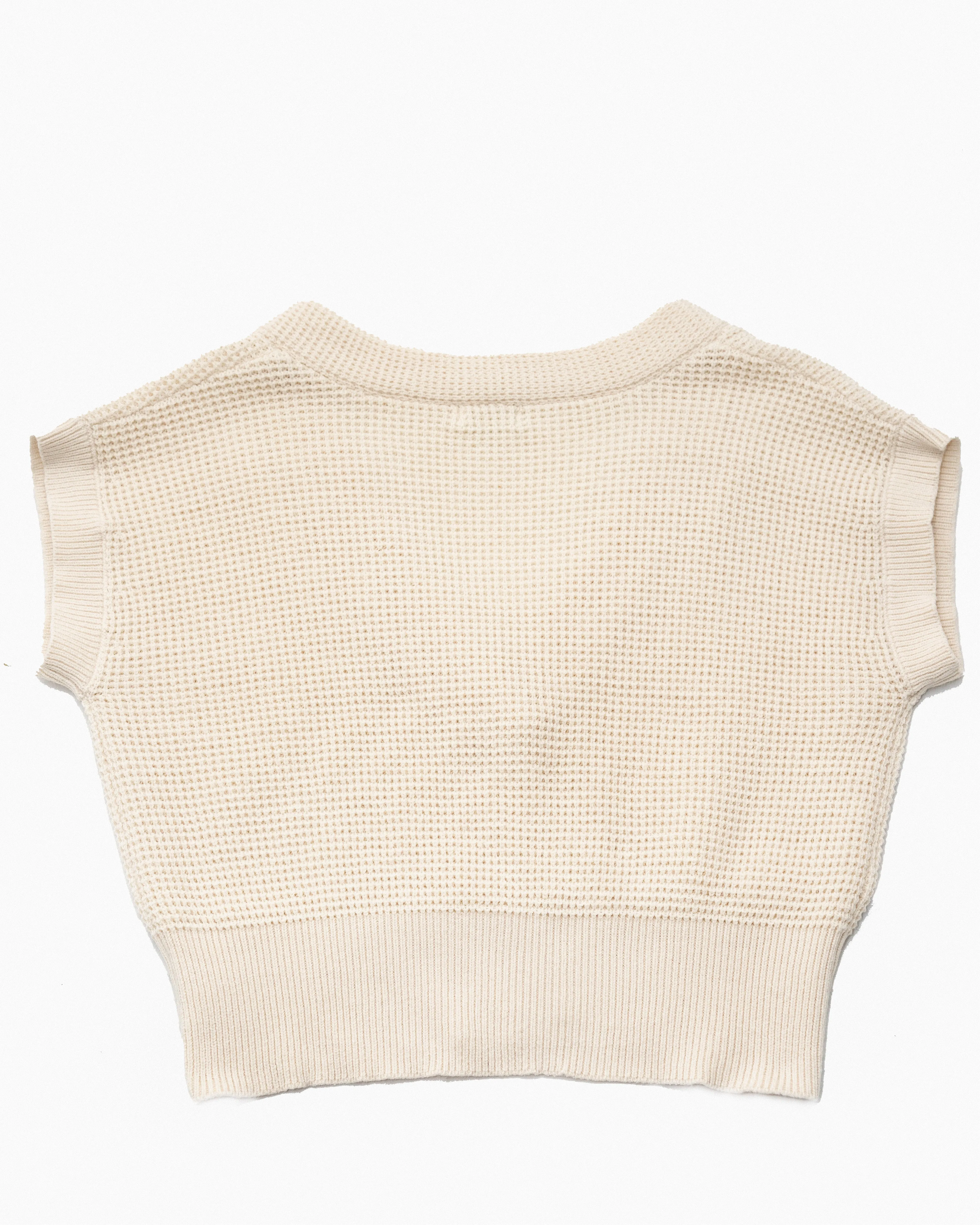 Eco V-neck Knitted Vest (Beige)