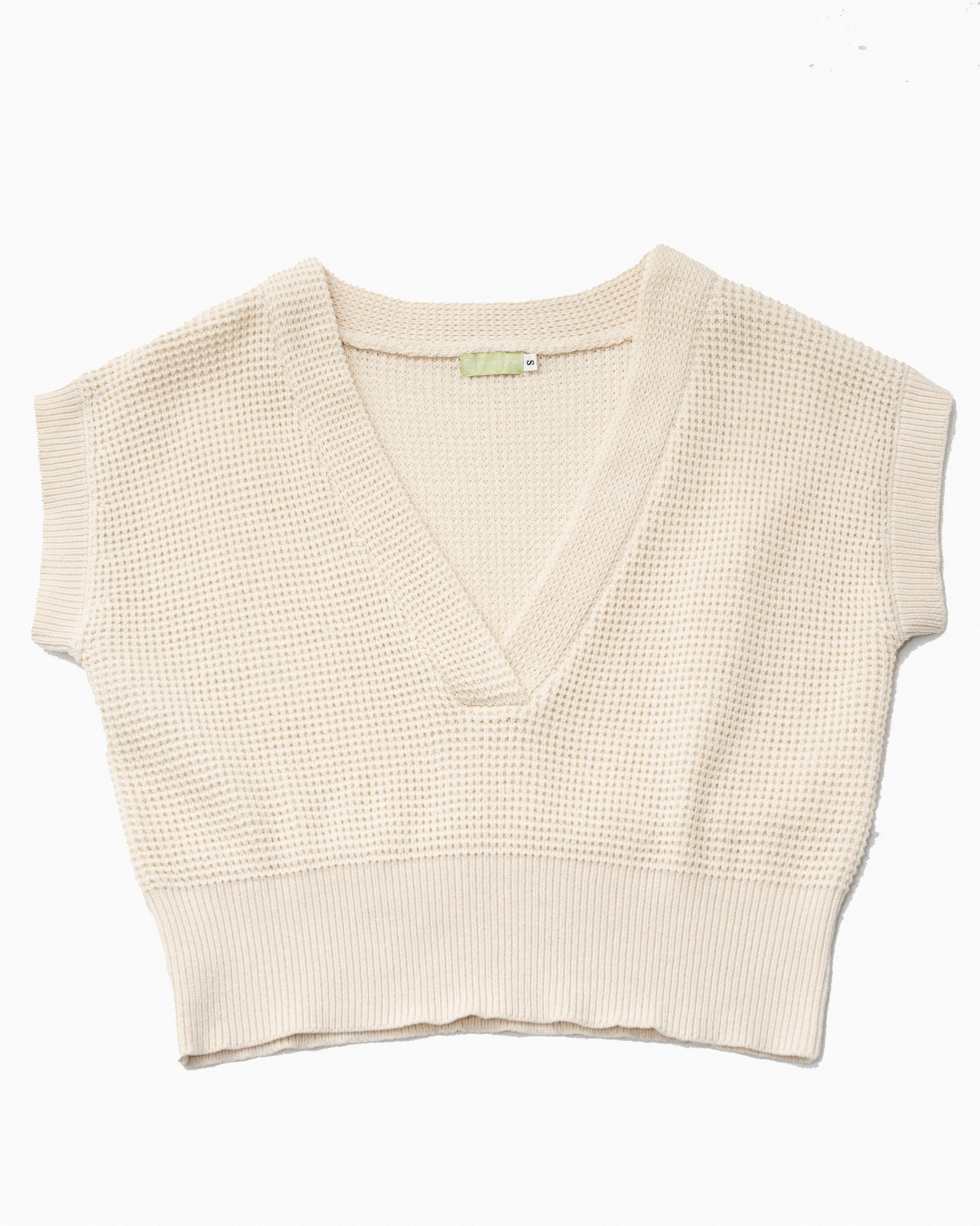 Eco V-neck Knitted Vest (Beige)