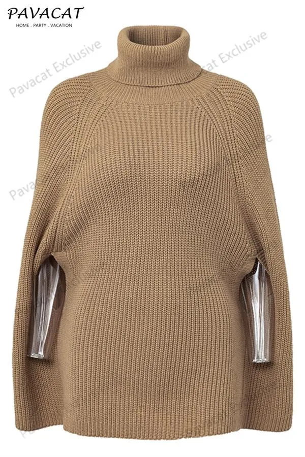 elveswallet Mellow Diamond Turtleneck Cloak Pullover - Black