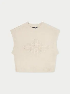 EMBLEM OVERSIZED KNIT VEST - STONE