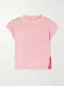 Embroidered wool and cashmere-blend vest