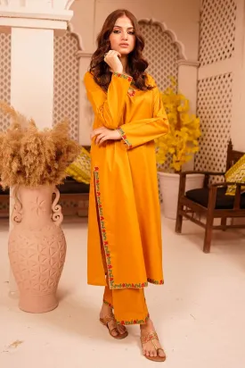 Fahza by Fareeha - Lime - Mustard Yellow - Cotton Lawn - 2 Piece