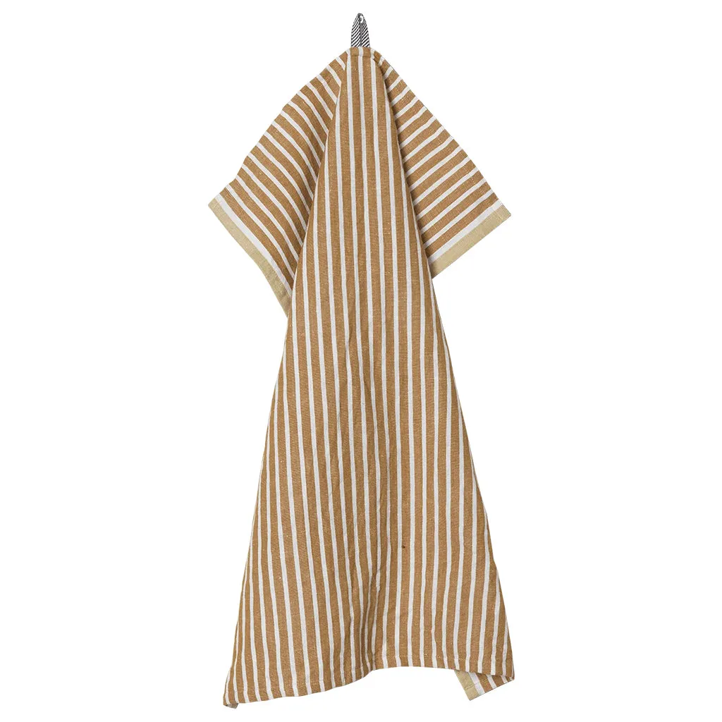 Ferm Living Hale Tea Towel Golden Brown And Silver Fern