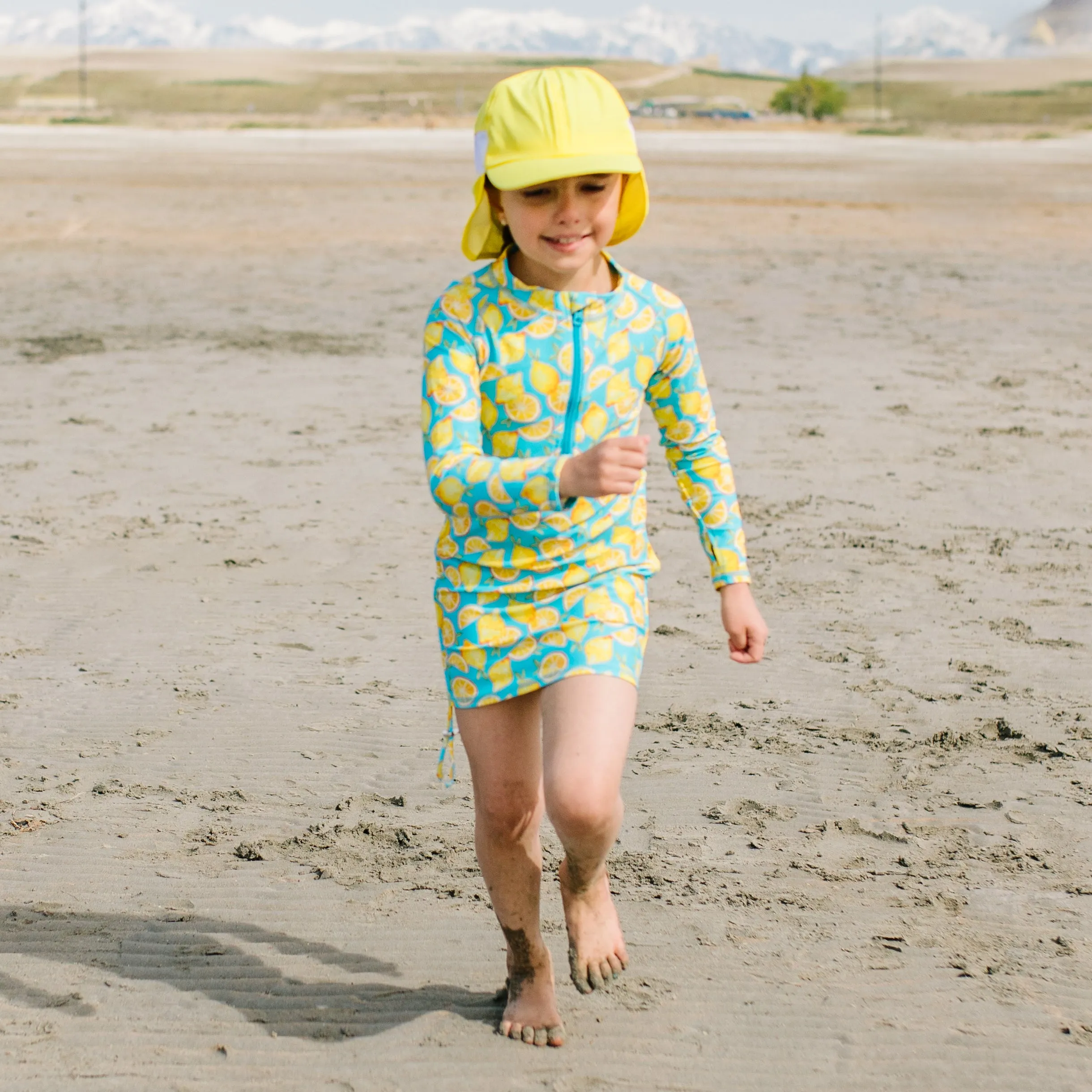 Girls Long Sleeve Swim Dress Cover Up | "Lemons"