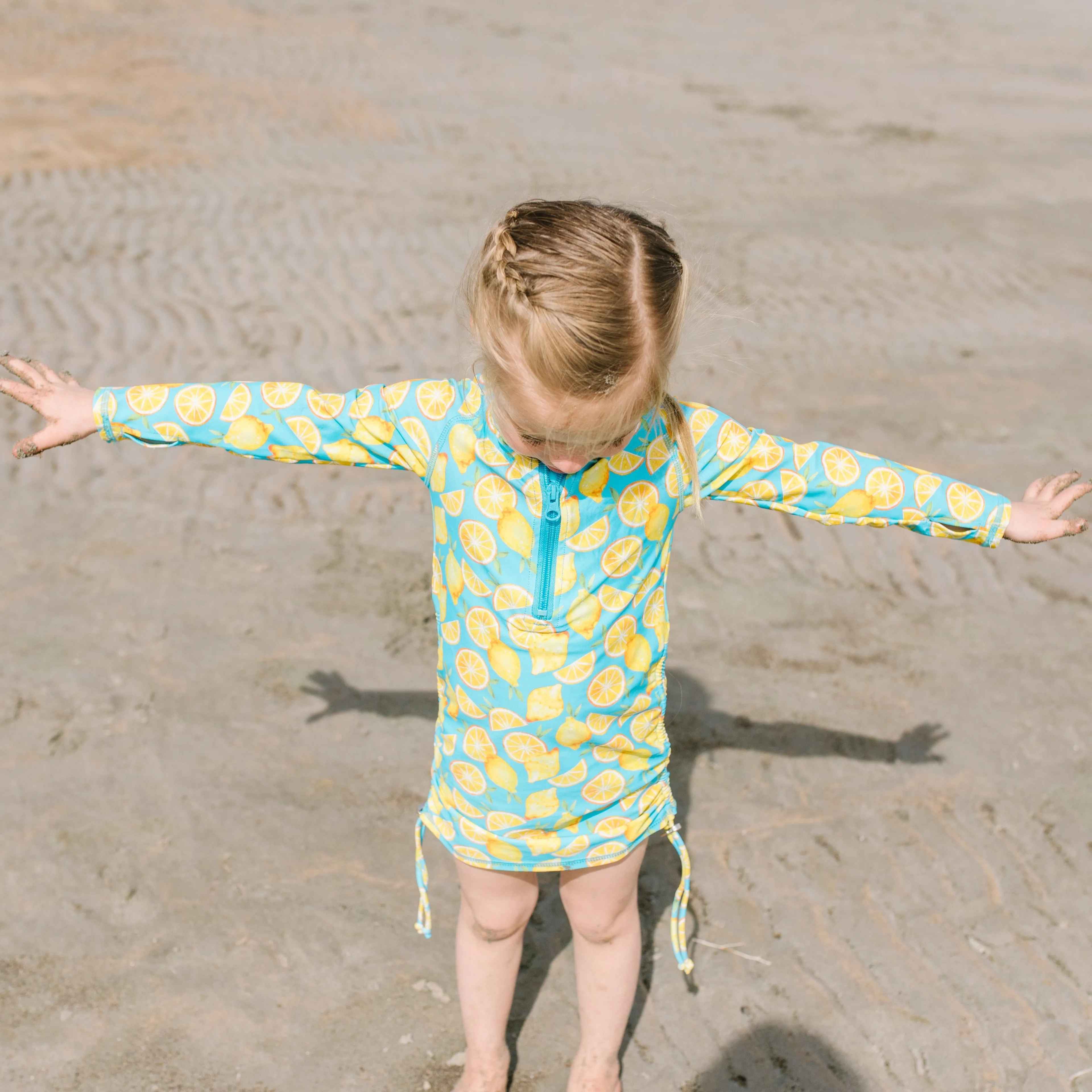Girls Long Sleeve Swim Dress Cover Up | "Lemons"