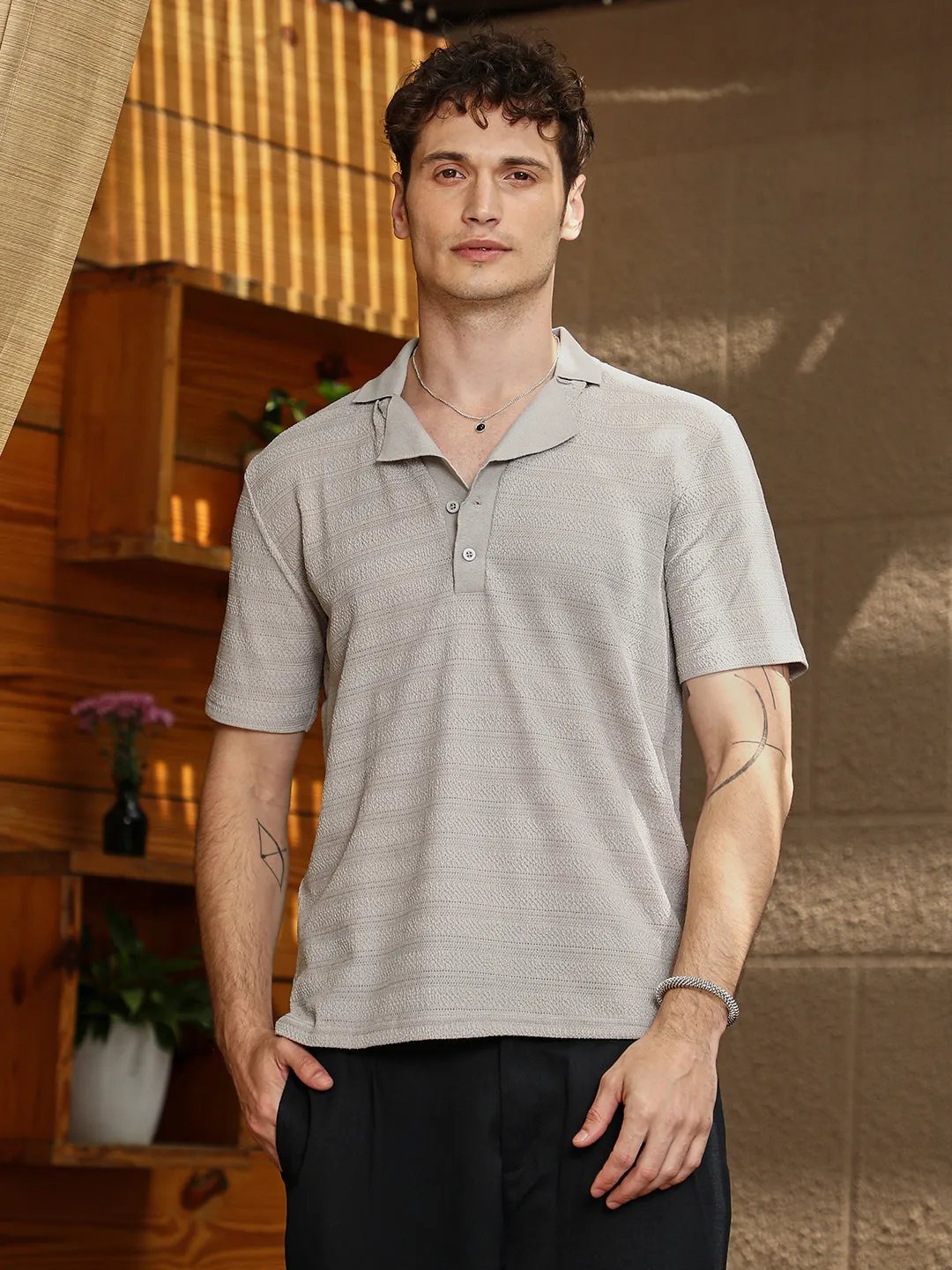 Grainy-Tactile Polo T-Shirt