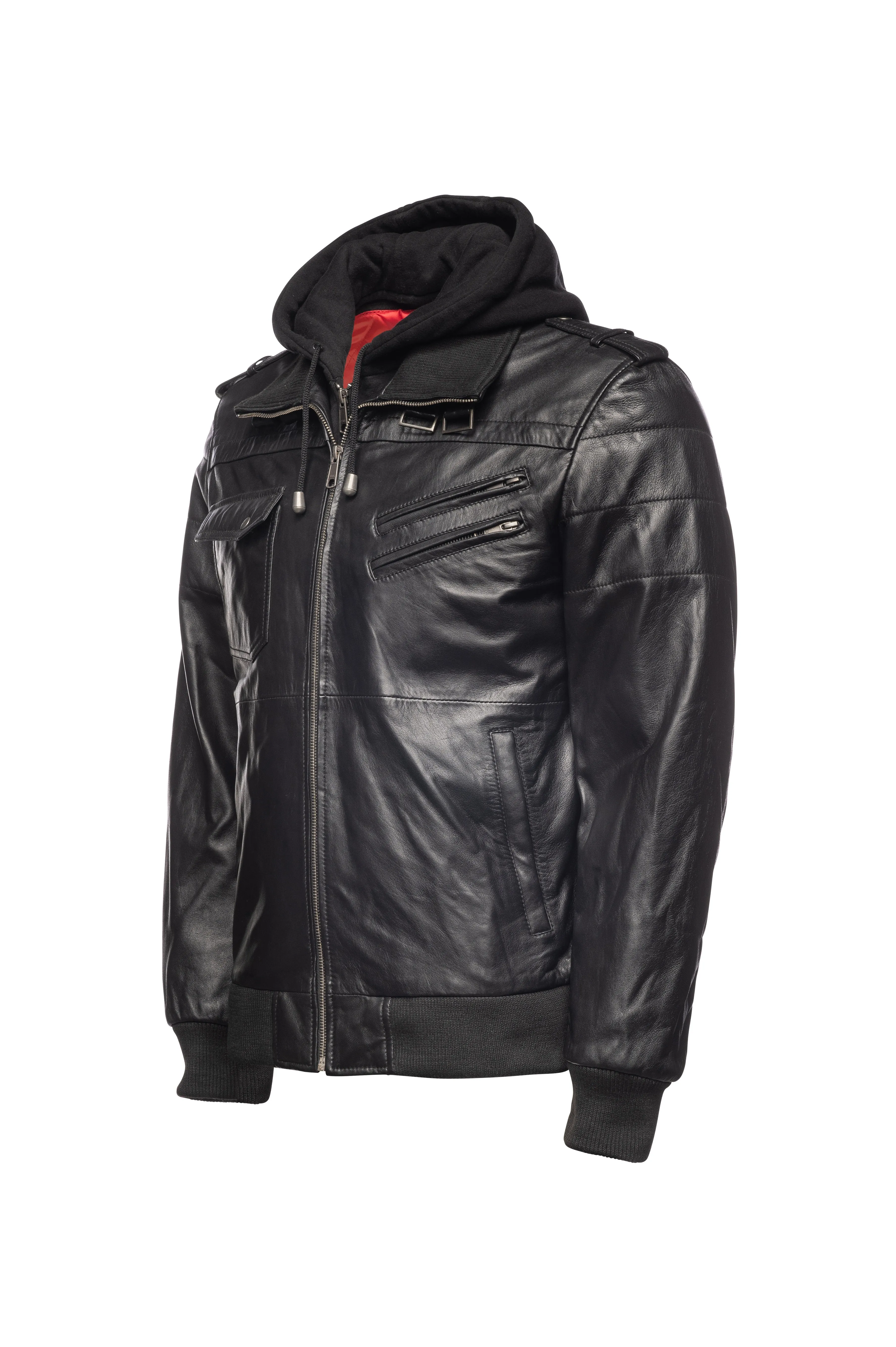 Hooded Bomber Jackets For Men's- Black