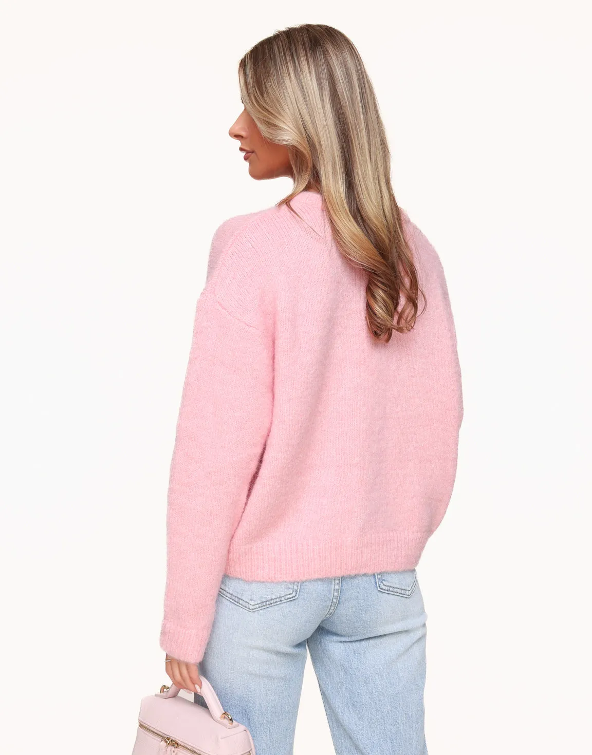 Lichtroze Basic Gebreide - Vest