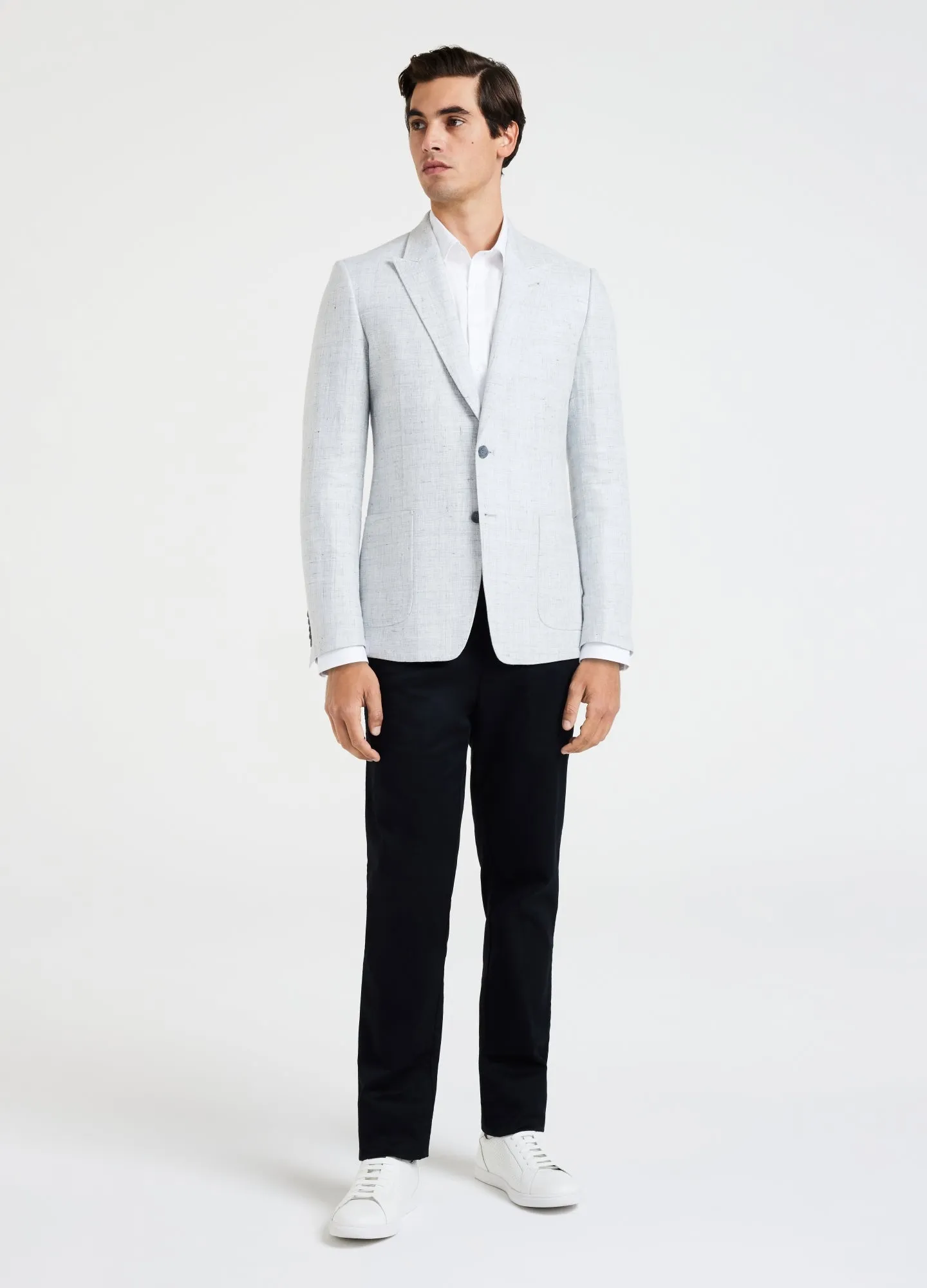 Melange Linen Blazer Silver