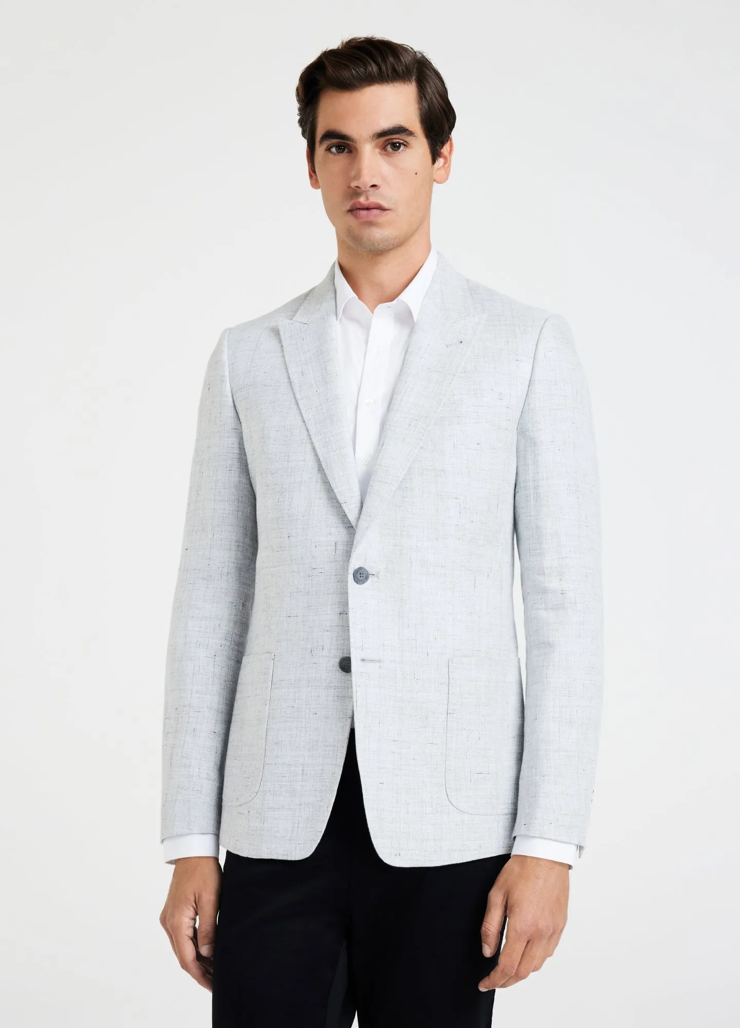Melange Linen Blazer Silver