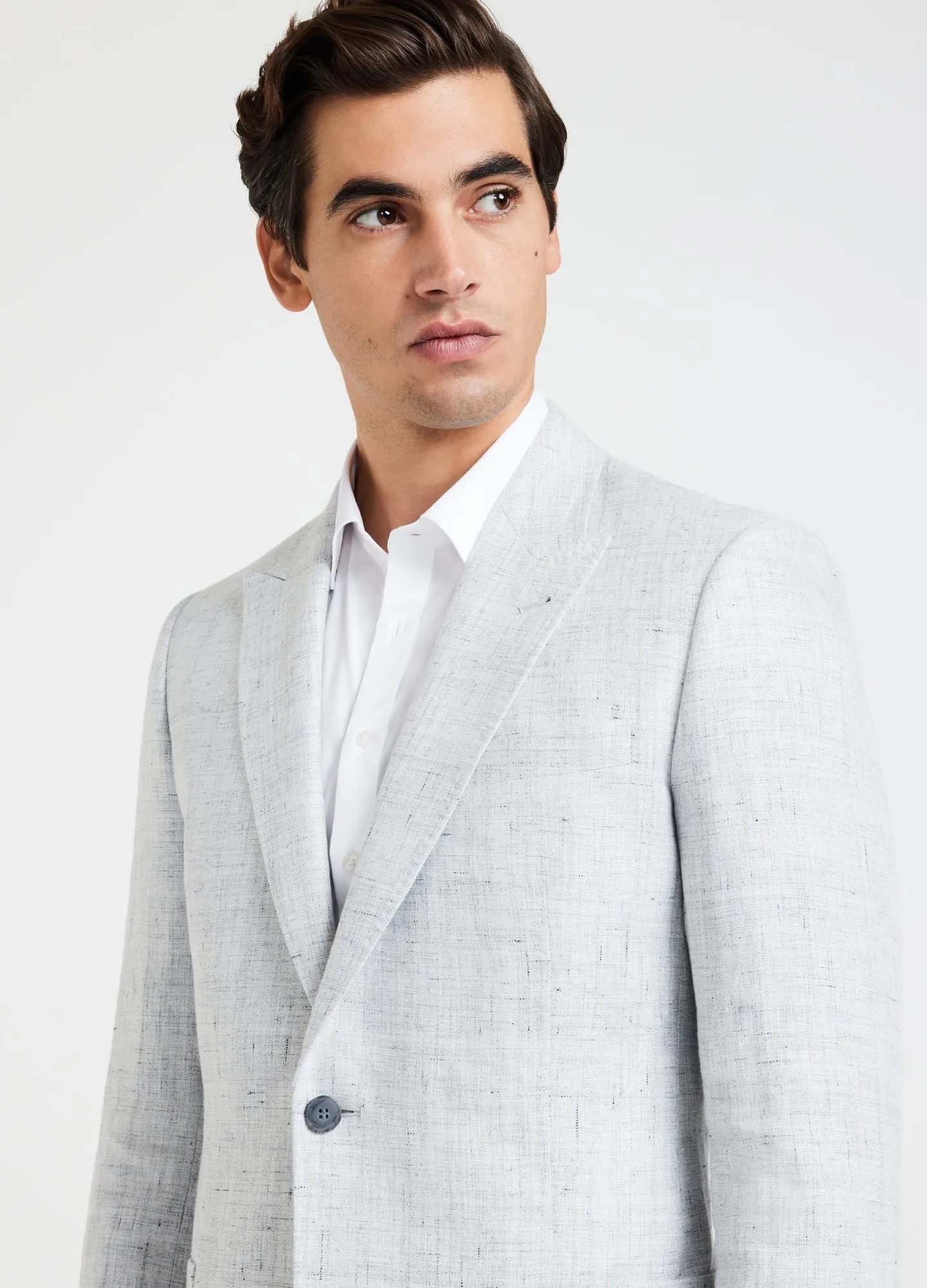 Melange Linen Blazer Silver