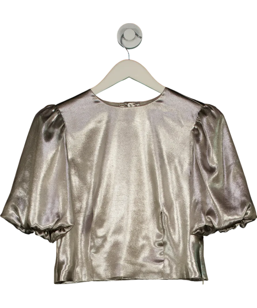 Mint Velvet Metallic Puff Sleeve Top UK 10