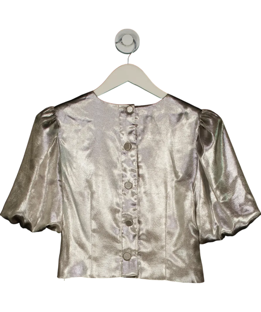 Mint Velvet Metallic Puff Sleeve Top UK 10