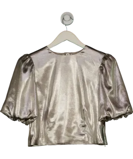 Mint Velvet Metallic Puff Sleeve Top UK 10