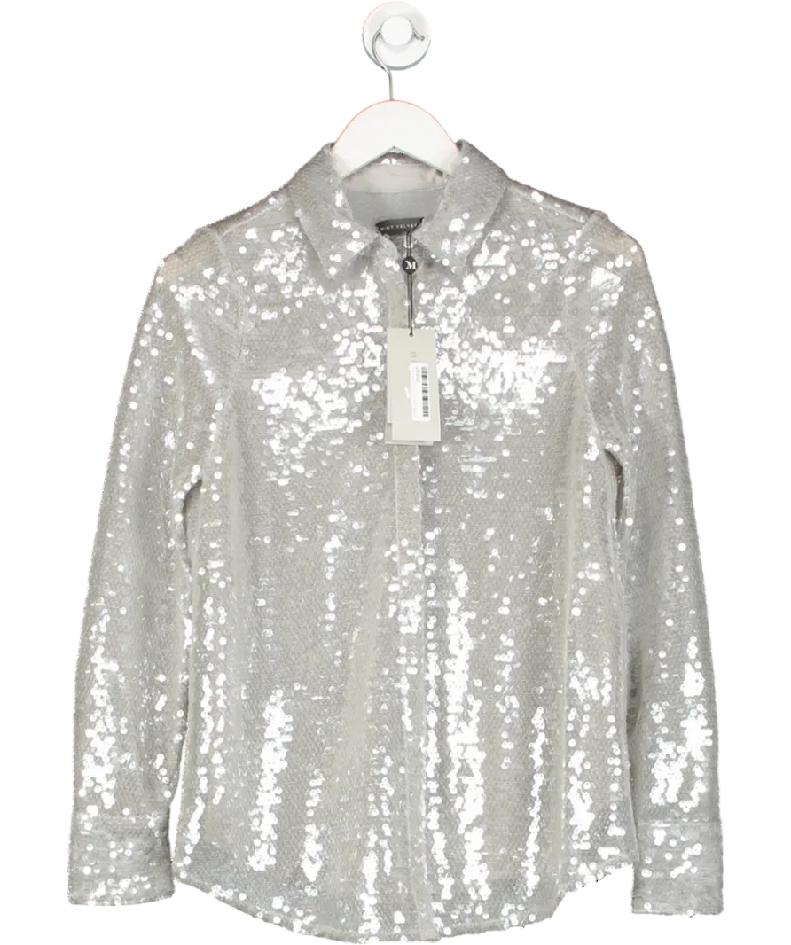 Mint Velvet Metallic Stone Sequin Shirt UK XS
