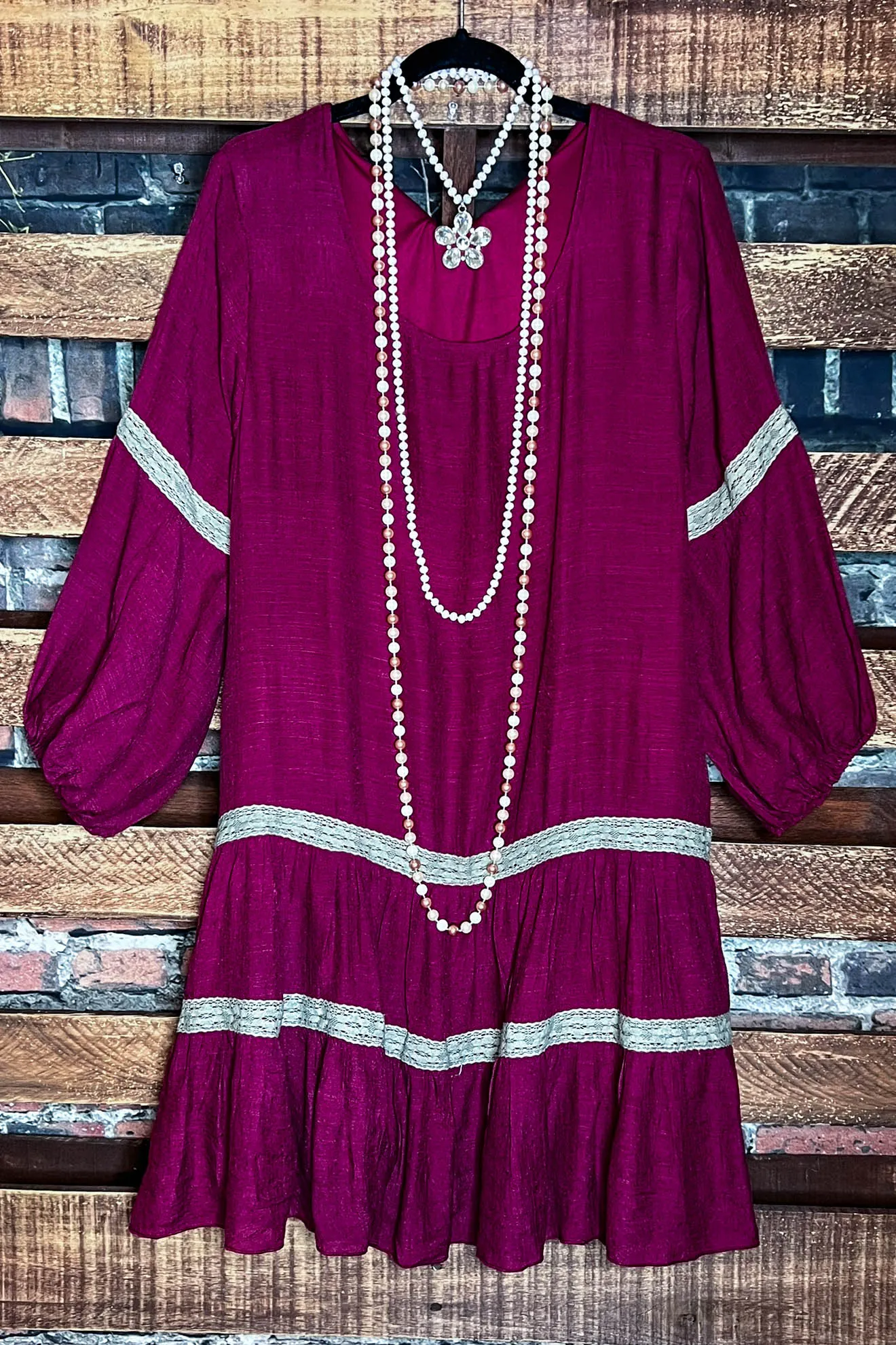 MOMENTS OF JOY CRIMSON SWING COMFY DRESS