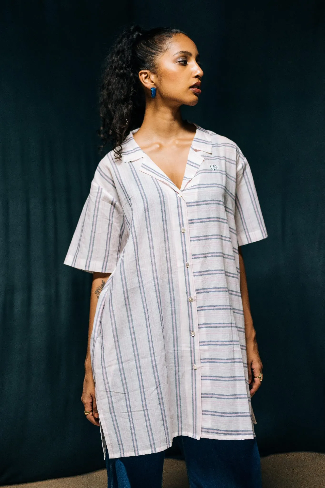 Mrinal - Striped Shirt Dress