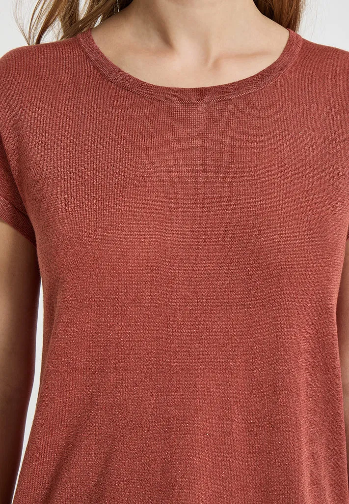 MSCarlina Knit T-Shirt - Barn Red Met.