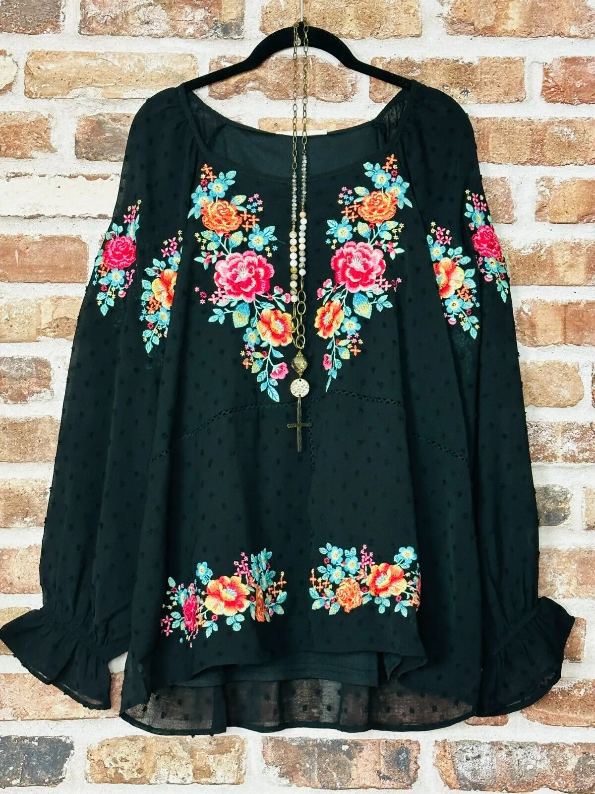 Must have Embroidered Bohemian Black Tunic