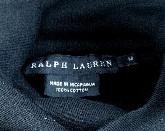 New- Women's Polo Ralph Lauren Black Cotton Turtleneck- Size M