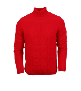 New York Red Men's Turtleneck Sweaters Light Blend Slim Fit
