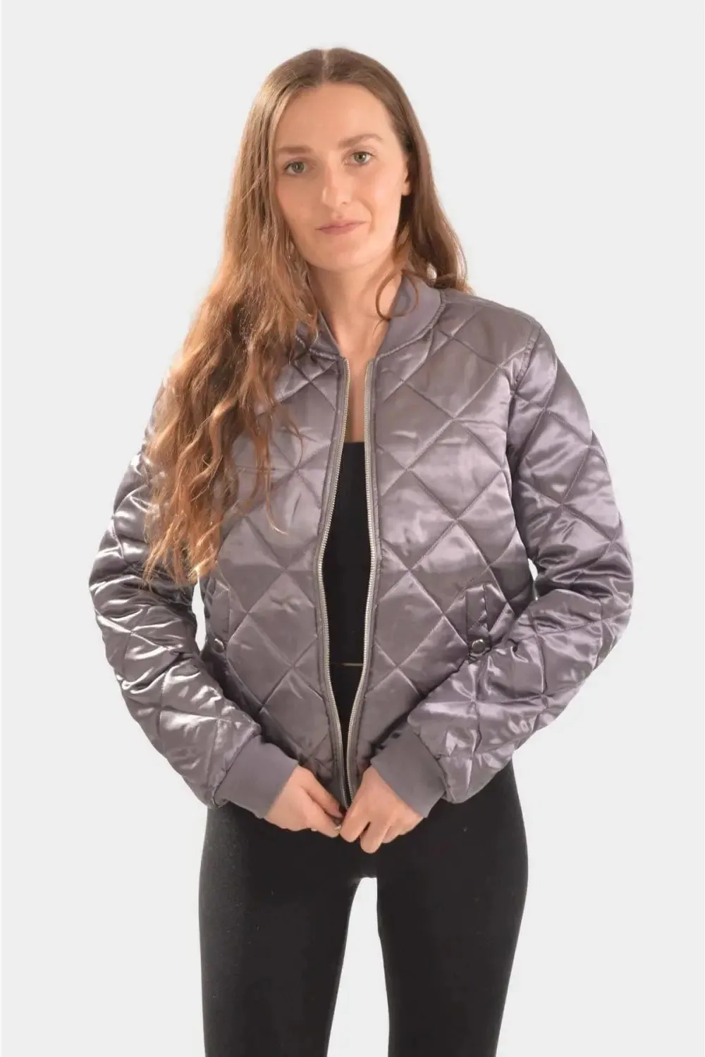 Quilted Satin Bomber Jacket