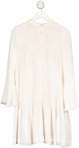 REISS Cream Pleated Sylvan shirt Dress UK 8