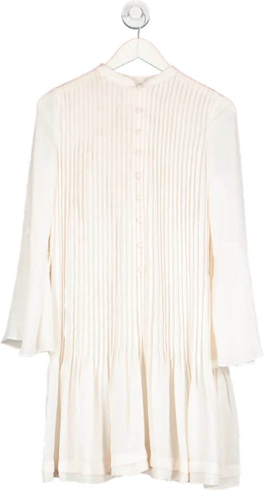 REISS Cream Pleated Sylvan shirt Dress UK 8