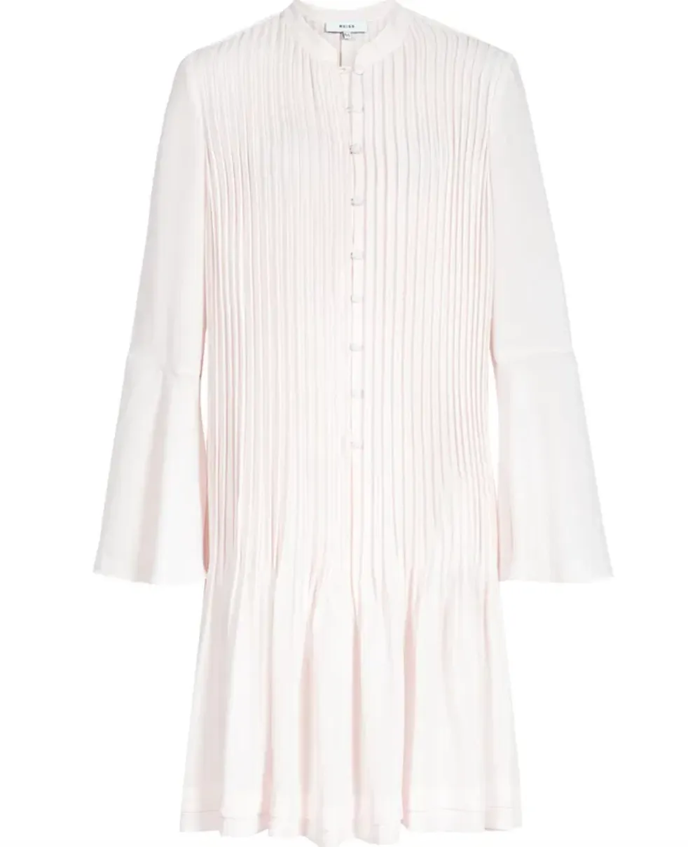 REISS Cream Pleated Sylvan shirt Dress UK 8