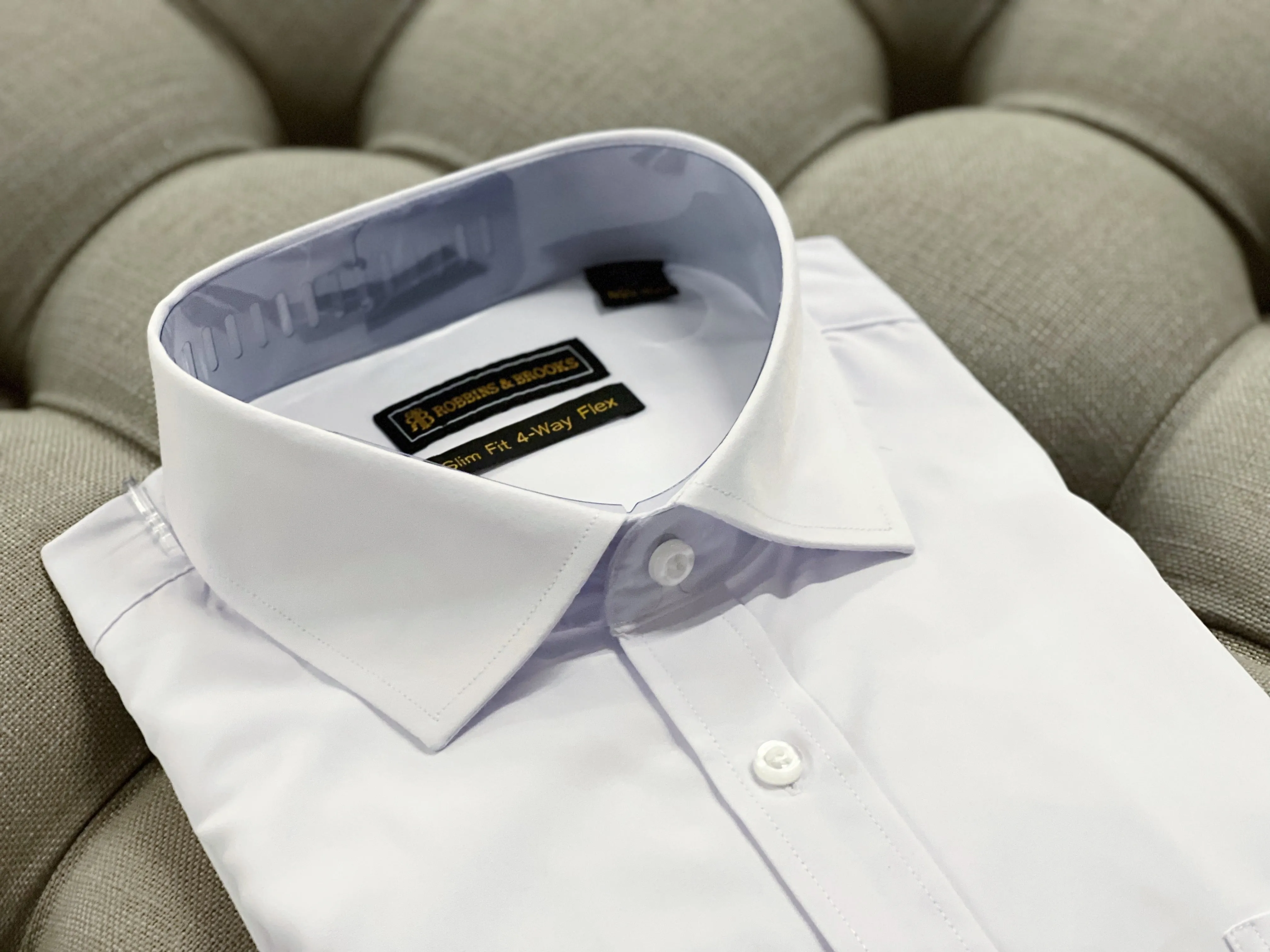 Robbins & Brooks 4-Way Flex Blue Dress Shirt Short Sleeve