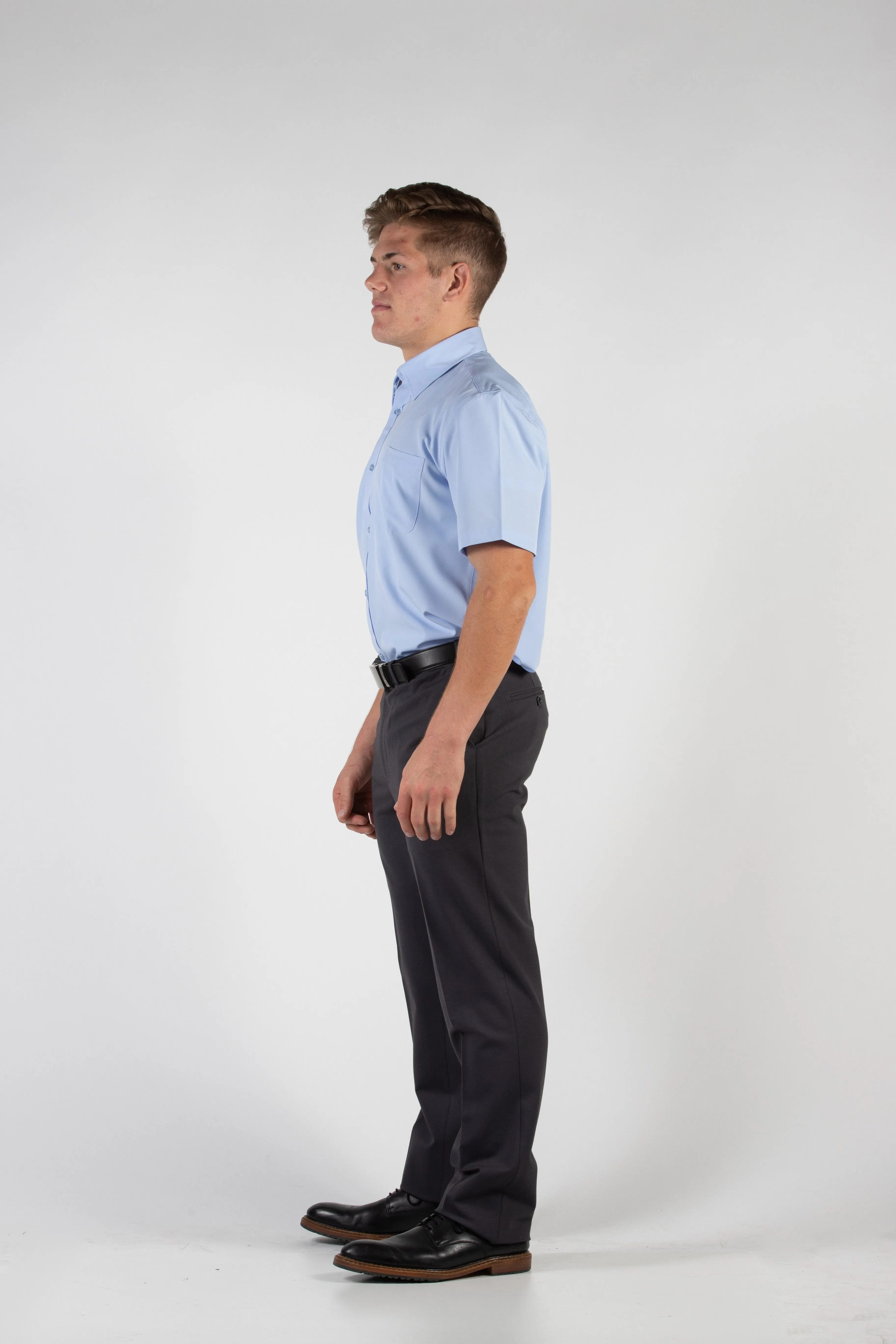 Robbins & Brooks 4-Way Flex Blue Dress Shirt Short Sleeve
