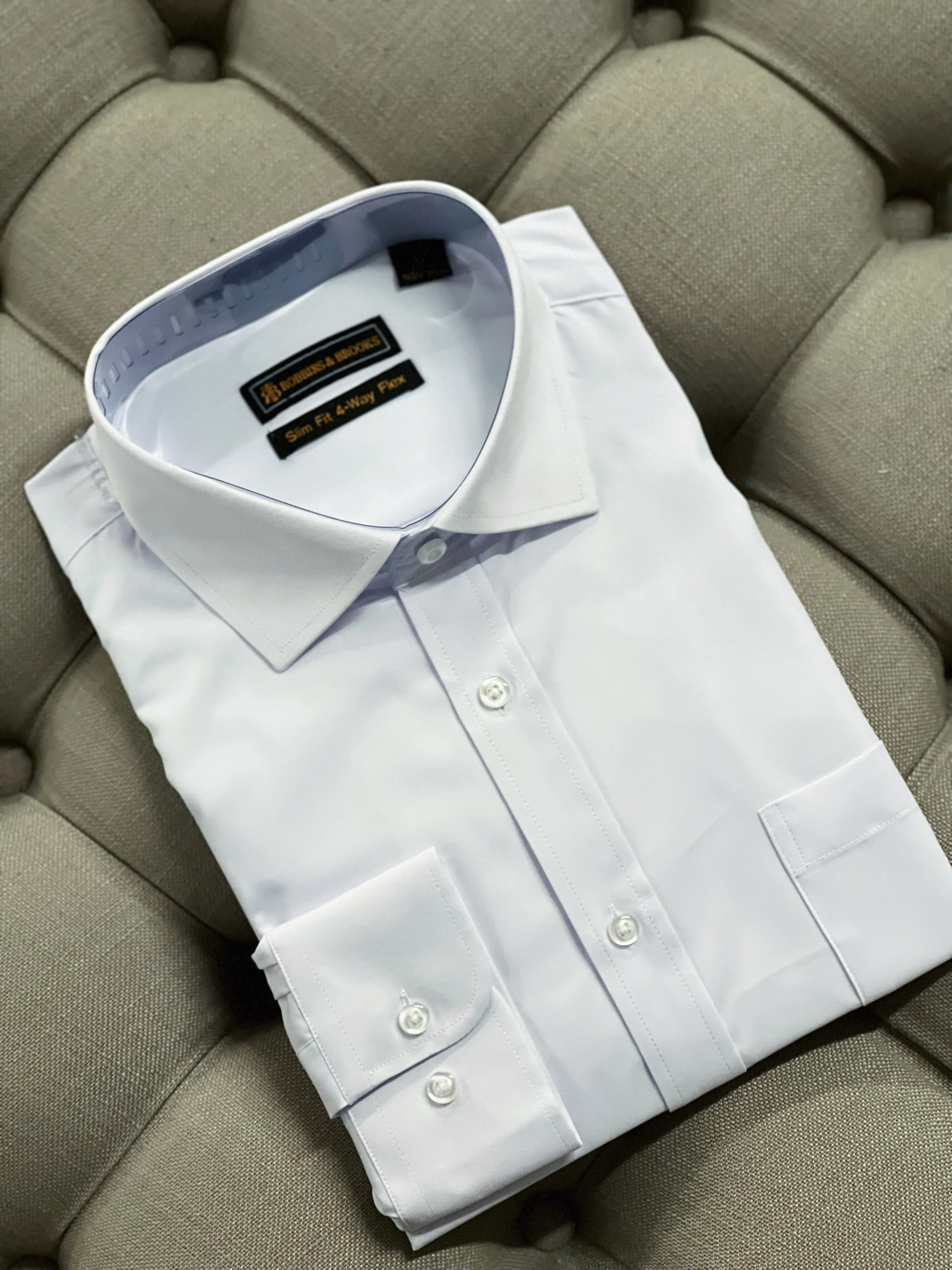 Robbins & Brooks 4-Way Flex Blue Dress Shirt Short Sleeve
