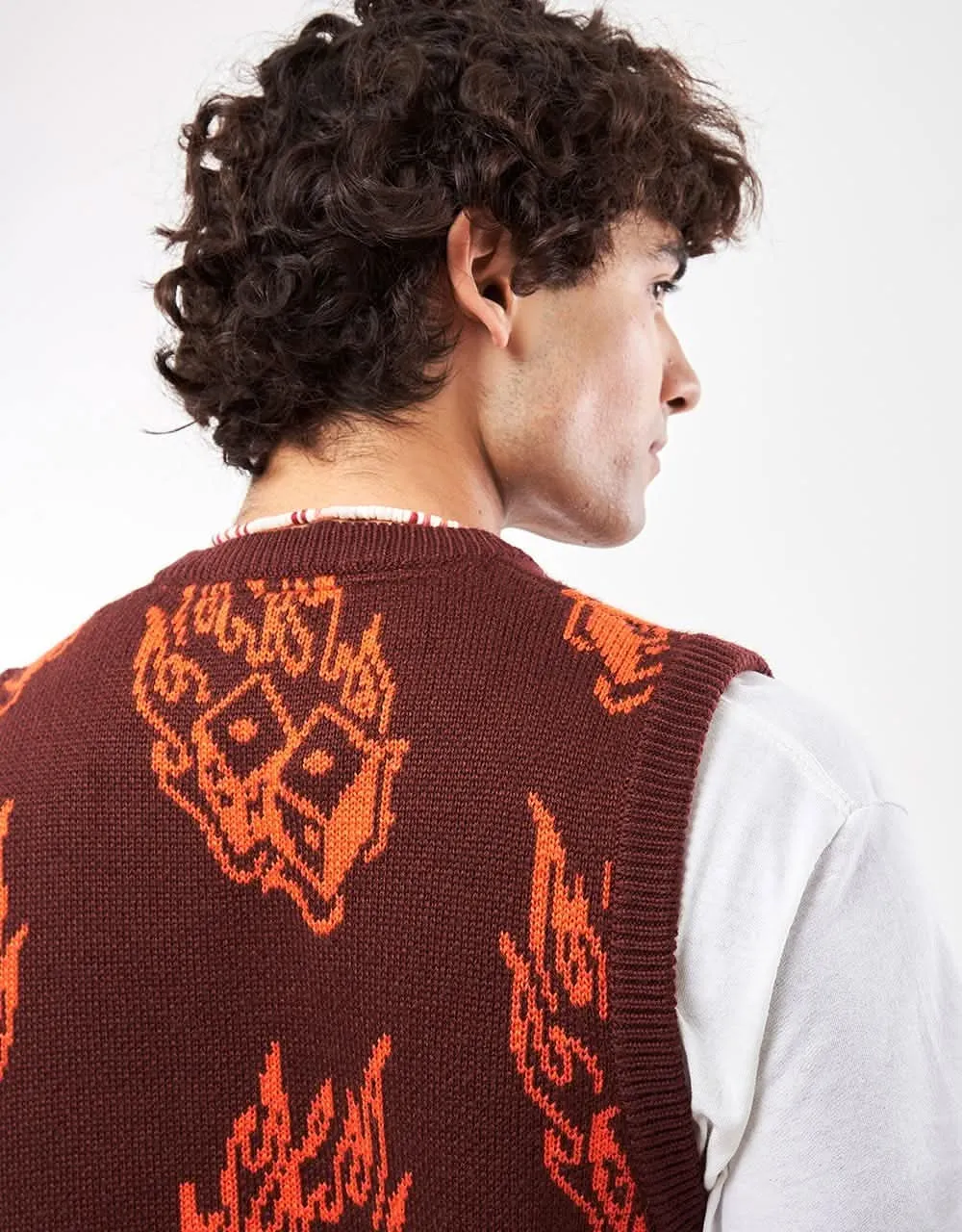Route One Dice Knitted Vest - Cappuccino