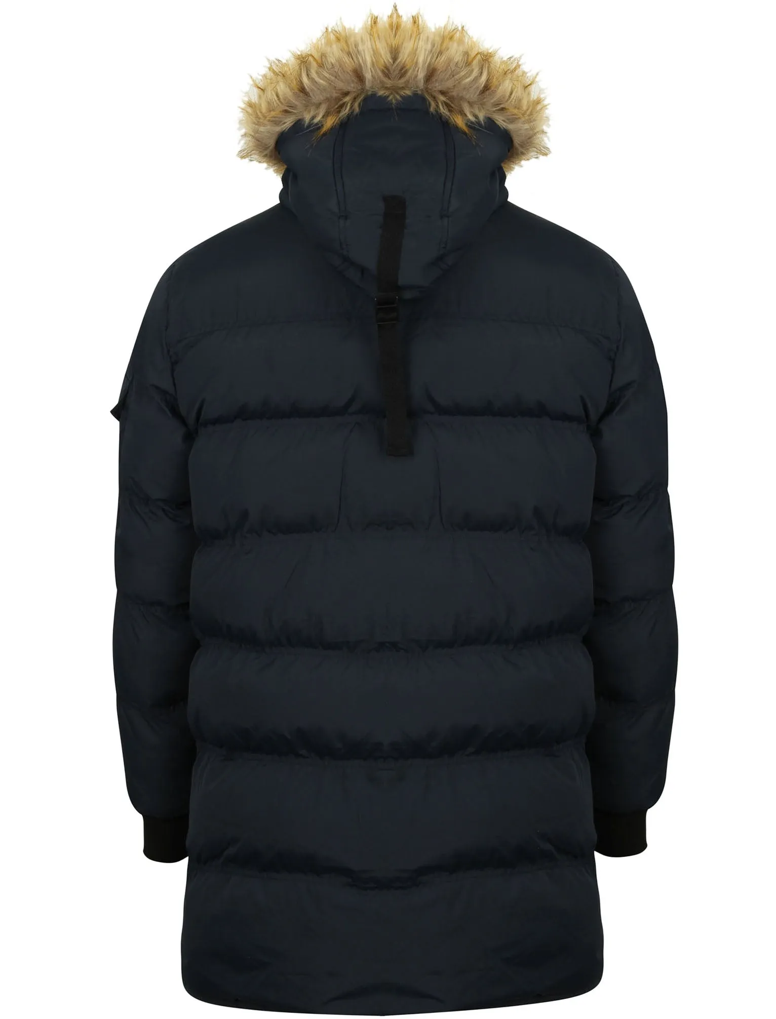 Saxon Quilted Puffer Coat with Hood in True Navy - Dissident
