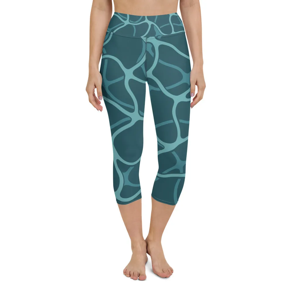 Sea Inspired Yoga Capri Leggings