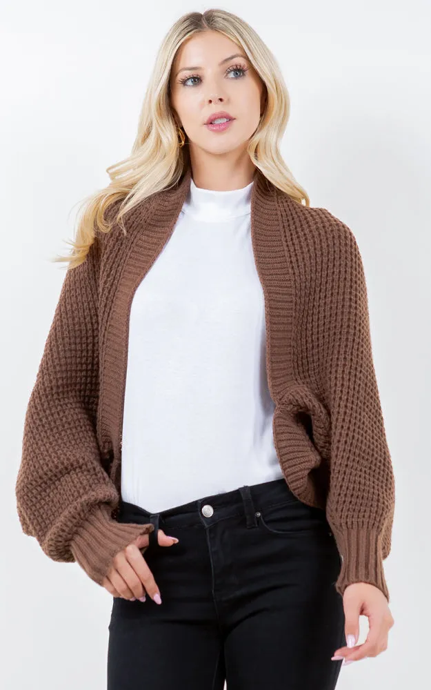 SH4309 SOFT KNIT CARDIGAN W/BALLON SLEEVES